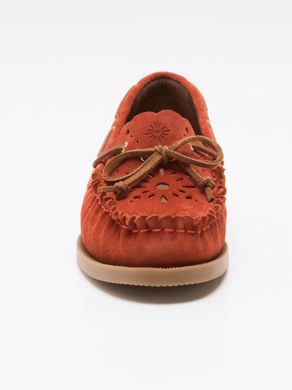 FREE PEOPLE Lagoon Cut Out Boat Shoes / Rust Suede - Picture 9 of 12